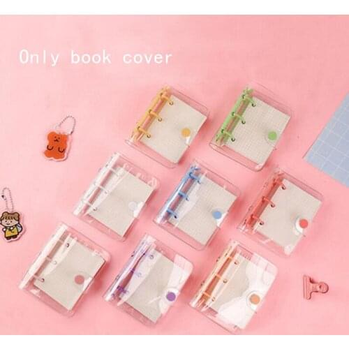 Creative Cute Transparent 3 ring Mini Loose-leaf Hand Book Student Portable Notebook Ring Binder School Supplies