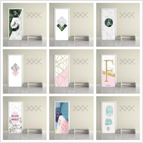 2019 New Nordic Style PVC Door stickers Simple Fashion Wallpaper For doors Family Living Room Bedroom Door Decoration Renovation