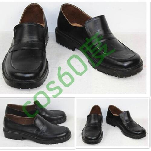 New School Uniform Shoes Leather Black Cosplay Shoes S008