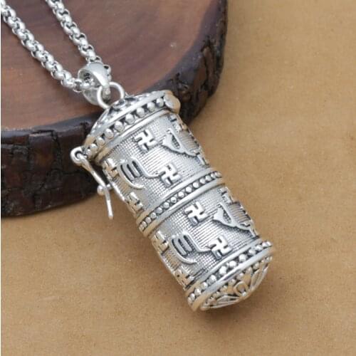 New! Vintage 925 Silver Tibetan OM Mani Padme Hum Ghau Box Pendant Thai Silver Tibetan Gau Pendant Buddhist Prayer Box Pendant
