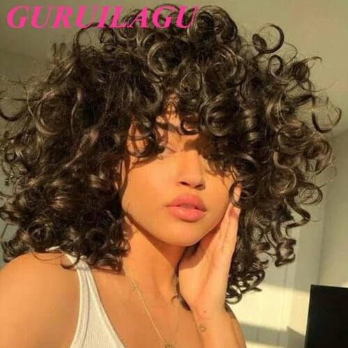 GURUILAGU Loose Wave Synthetic Hair Wigs For Women Blonde Wig 99J/Orange/Pink/Black Natural Women Wig Short Bob Wig With Bangs