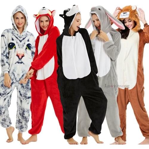 Women Animal Pajamas Cartoon Unicornio Sleepwear Anime Unicorn Oneise Kigurumi For Adult Flannel Overalls Panda Nightie Jumpsuit