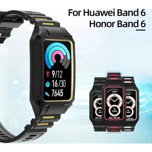 Sikai Strap+Watch Case For Huawei Band 6 Cover Full Frame Screen Protector For Honor Band 6 Watch Strap Bracelet Accessories