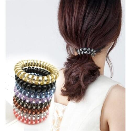 Women Rubber Hair Rope Elastic Hairbands Spiral Shape Hair Ties Headwear Accessories Telephone Wire Line Headband