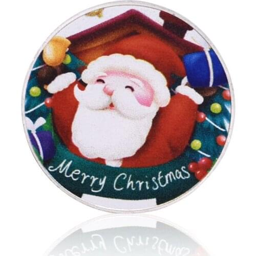 Merry Christmas Coin with Santa Claus and Deer photo Silver Plated Metal Challenge Coin for 2020 new year Gift