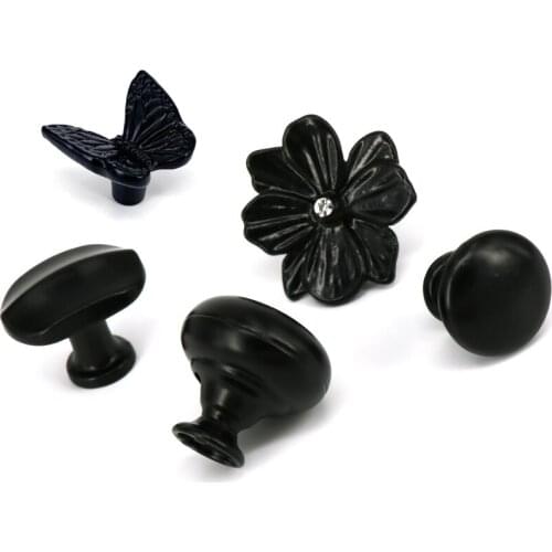 1PCS Black Zinc Alloy Cabinet Drawer Knobs Cabinet Pulls Furniture Cupboard Door Handle Hardware