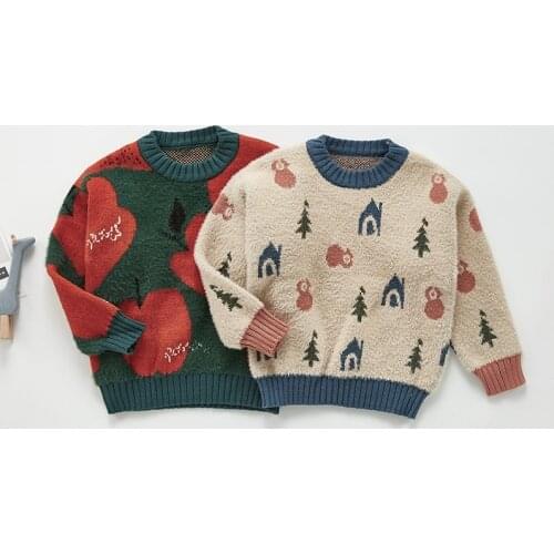 Baby Boys Girls Sweaters Autumn Winter New Mitation Mink Velvet Pullover Sweater Baby Clothes Top Girls Clothing