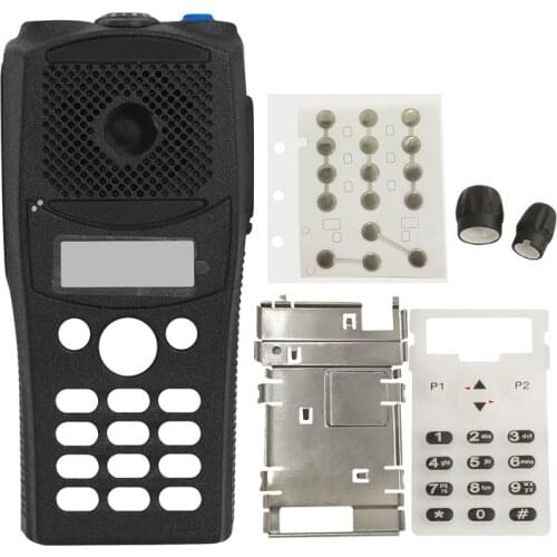 VBLL Black Walkie Talkie Repair Front Case Housing Cover Fit For Motorola EP450 Full Keypad Portable Two Way Radio