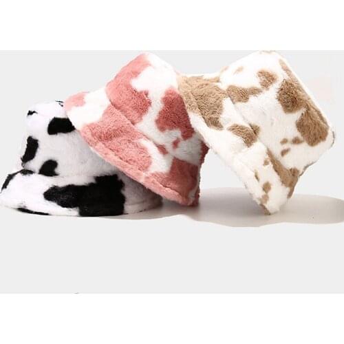 Women Hat Artificial Fur Warm Female Cap Faux Fur Winter Bucket Hat For Women Outdoor Hat Lady Cap