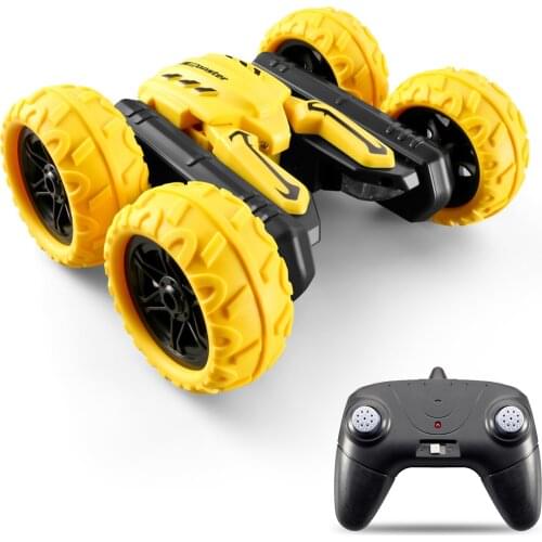 1/28 RC Stunt Car2.4GHz 4WD Remote Control Stunt Car Double Sided 360° Rotating Vehicles with Music and Light 19min Working time