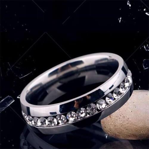 2021 Cool Stainless Steel Men Couple Ring High Quality Crystal Rings Punk Women Man Jewelry for Party Wedding