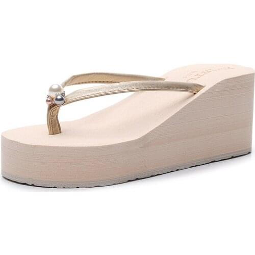 2021 Fashion pu Clip Toes Flip Flops Womens Wedge Sandals Summer Sandals Casual Beach Slippers Waterproof Platform Wedges