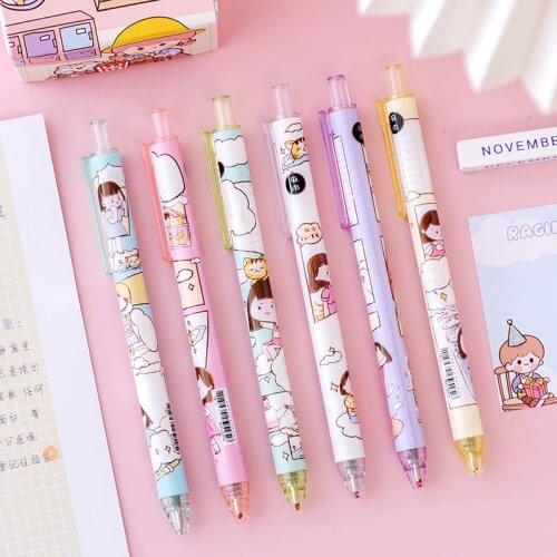 36pcs Kawaii Pen Cartoon Girl Gel Ink Pen for School Supplies Korean Stationery Office Accessories Desk Decor Pens for Writing