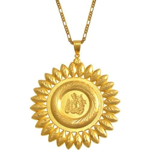 7.5CM Big Allah Pendant Necklaces Gold Color African Necklace Islam Jewelry Gift Middle East