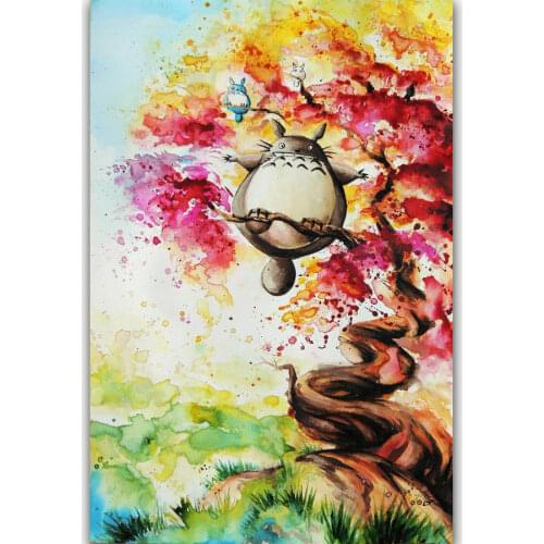 A135 New Totoro Studio Ghibli Japan Anime Comic Painting Wall Sticker Silk Poster Art Light Canvas Home Decoration