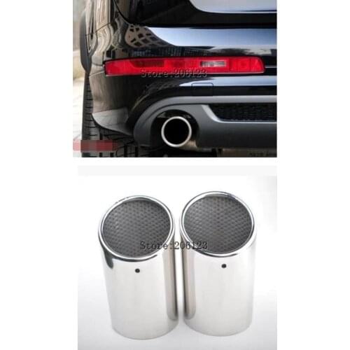Accessories 2PCS FIT FOR AUDI Q7 2007~2013 EXHAUST MUFFLER TIP PIPE TAILPIPE FINISHER END TRIM STAINLESS STEEL
