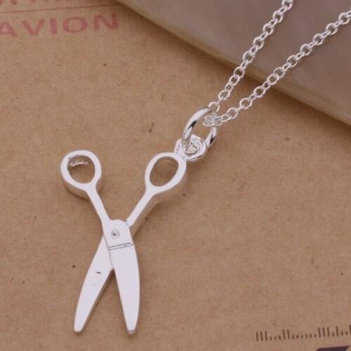 AN243 Hot sterling Necklace fashion jewelry pendant scissor /glhapcoa aptajhaa silver color