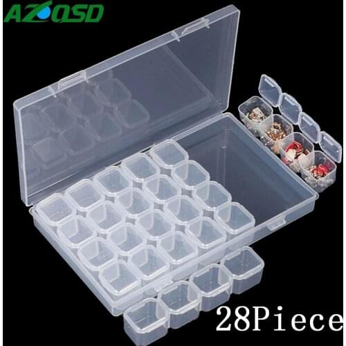 AZQSD 28pcs Diamond Painting Plastic Convenient Storage Box Diamond Embroidery Accessories Tools
