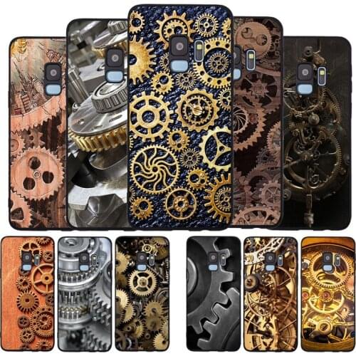 Mechanical Gears steampunk black Soft phone Case For Samsung S20 S10 S9 S8 S7 edge Plus Lite Note 8 9 10 A6 A7 A8 A9 2018