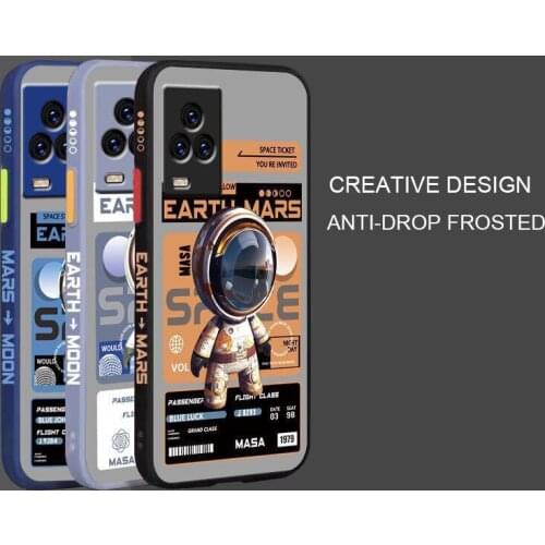 Cartoon Astronaut Pattern Phone Case For Vivo iQOO 7 Liquid Side Printing Silicone Shockproof Cover