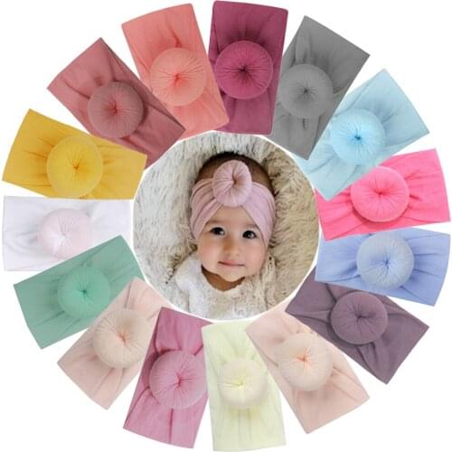 Baby Headdress 23 Color Nylon Wide Childrens Hair Accessories Super Soft Round Ball Nylon Stockings Wide Hairband