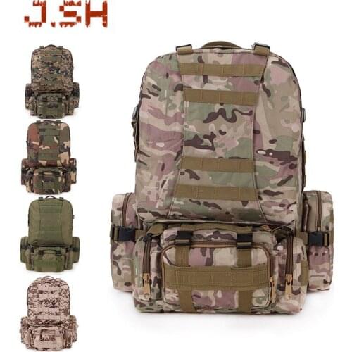 Junsheng Camping Travel Bag Oxford Cloth Outdoor Backpack Army Camouflage Hiking Combat Bag Mountaineering Combination Back