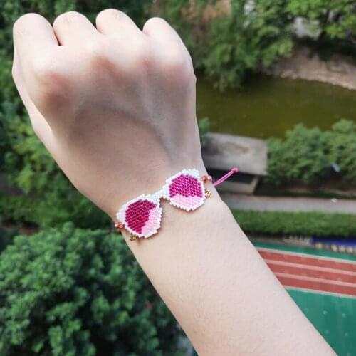 Fairywoo Pink Glasses Brecelet New Bohemian Jewelry For Women Luxury Gifts Delica Miyuki Beaded Bracelets Sweet Frienship Bangle