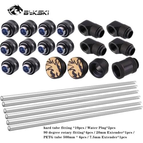 BYKSKI Fitting 90 Degree Hard Tube Fittings/Tube Kits Water Cooling Pc Computer Accessories Water Cooling Kit DIY G'1/4 Thread
