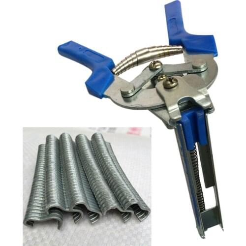 Hot 1pc Hog Ring Plier Tool and 600pcs M Clips Chicken Mesh Cage Wire Fencing Crimping Solder Joint Welding Repair Hand Tools