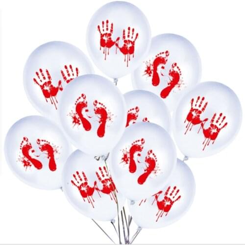 12 Inch Halloween Latex Balloon Police Siren Head Skull Fingerprints Blood Footprints Horror Party Decoration 10Pcs/20Pcs