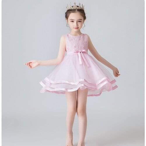 Girls Summer Princess Dress Middle Big Children Performance Dress Children Flower Dress