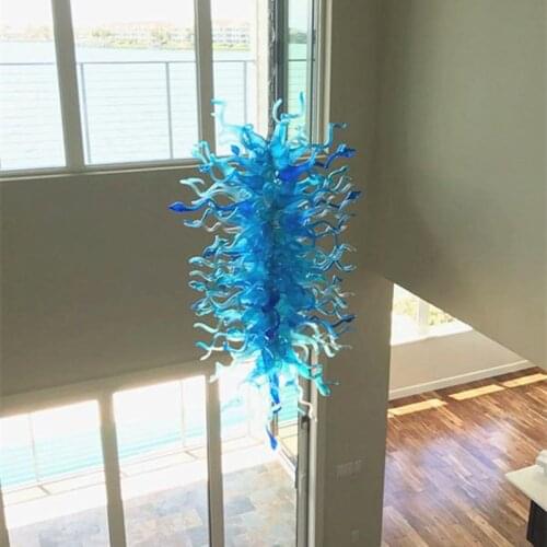 Northern Europe Blue Chandelier Creative Personality Hand Blown Glass Chandeliers American Loft Restaurant Pendant Lights 110 CM