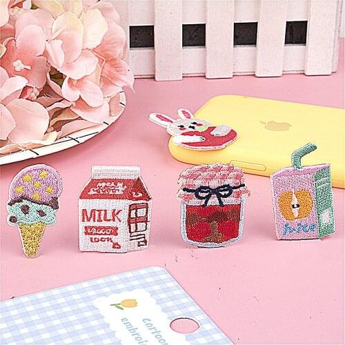 Maxsin 1 pcs High Quality lovely drink candy milk ice cream Patches for child Bag Jeans Iron On cute Patches for Clothes