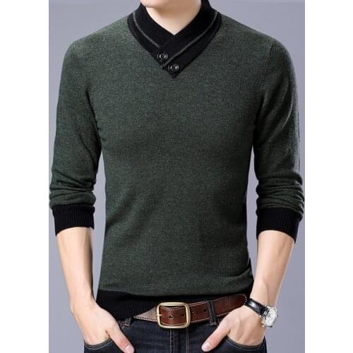 2021 New Mens Cashmere Sweaters Winter & Autumn 100% Wool Jumper Male Casual Button Pure Wool Sweater Pullovers