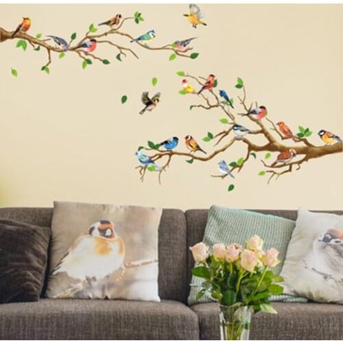 Bird Tree Branch Wall Stickers Decal Kid Nursery Baby Decor Office Background For Art Stickers Home Decoration Murals Removable