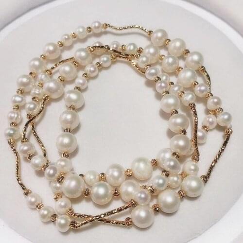 New natural freshwater pearl 5-9 mm necklace 32 inches