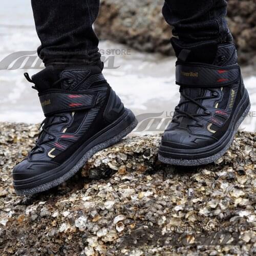 2019New Type Fishing Shoes Mens Shoes Waterproof Skid-proof Reef-climbing Shoes Air-permeable Handiness Fabric Felt Spike Soles