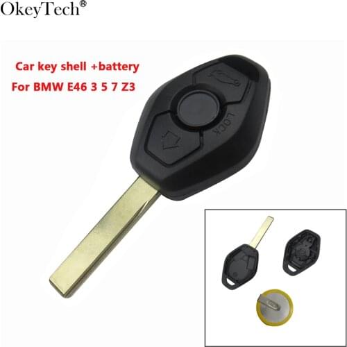 Okeytech 3 Buttons Remote Key Case For BMW 3 5 7 SERIES Z4 X3 X5 M5 325i E38 E39 E46 High Quality Full Repair Kit With Battery
