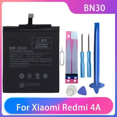 Original Battery For Xiaomi Redmi 4A Phone Batterries BN30 High Capacity Rechargeable Xiaomi Phone Battery 3120mAh Free Tools