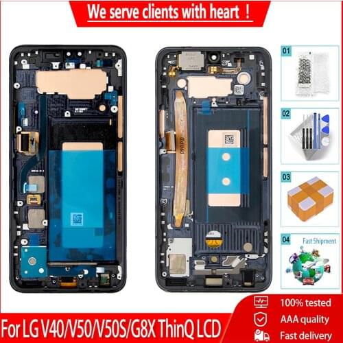 ORIG For LG V50 V50S ThinQ 5G LCD Display Touch Screen Digitizer Assembly With Frame SCreen Replacement For LG V40 G8X ThinQ LCD