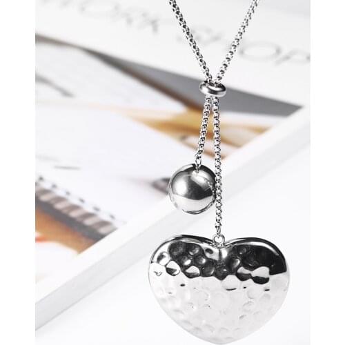 OUFEI Stainless Steel Jewelry Woman Vogue 2019 Steel Ball Necklace Jewelry Accessories Charm Heart Pendant Necklace Bohemian