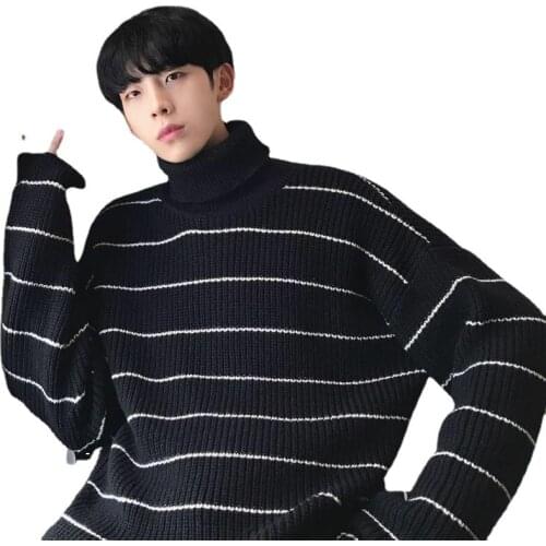 2021 striped sweater men 2020 new loose lazy style students 100-sleeved lapel knitwear jacket top