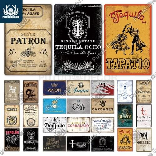 Putuo Decor Tequila Tin Sign Metal Sign Decorative Vintage Decor Plaque Bar Pub Man Cave Club Room Home Wall Decoration