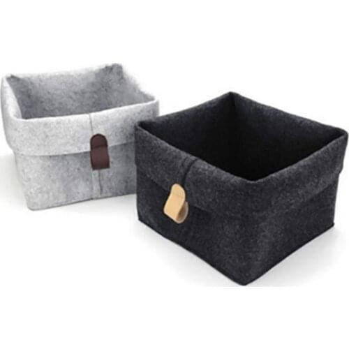 Foldable Storage Bin Collapsible Sturdy Cationic Fabric Storage Basket Desktop Clothing Storage Bag Dark Gray and Light Gray