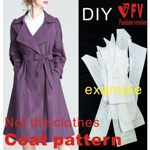 Drop-shoulder sleeve windbreaker pattern garment structure drawing womens lapel coat sewing drawing BFY-307