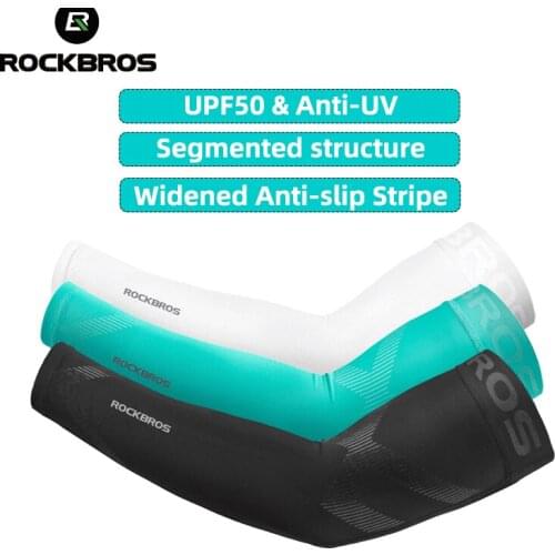 ROCKBROS Bicycle Arm Sleeves UV Protection Ice Silk Keep Warm Sunscreen Widened Anti-slip Sleeve Summer Outdoor Cycling Sports