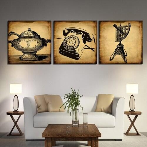 Vintage Telephone Radar Teapot Posters and Prints Retro Scandinavian Abstract Canvas Painting Wall Art Picture For Living Room