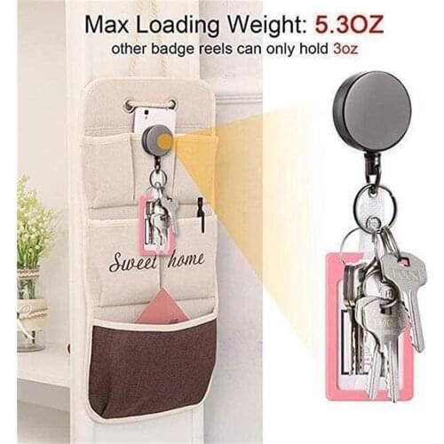 1PCS Retractable keychain Resilience Steel Wire Rope Elastic Casual Stainless Steel Badge Reel Retractable Key Ring