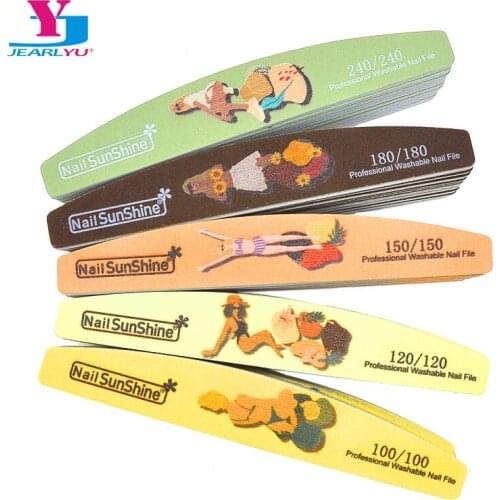 100 Pcs Boat Nail Files Strong Sandpaper Manicure File Colorful Sanding Griding 100/120/150/180 Limas Gel For Uhas Nail Products