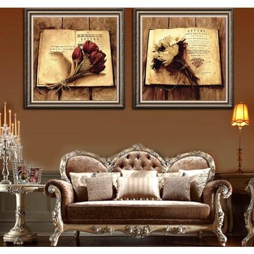 2 Panels Vintage Canvas Painting Oil Painting On Canvas Home Decor Wall Painting Art Wall Picture For Living Room Abstract Art